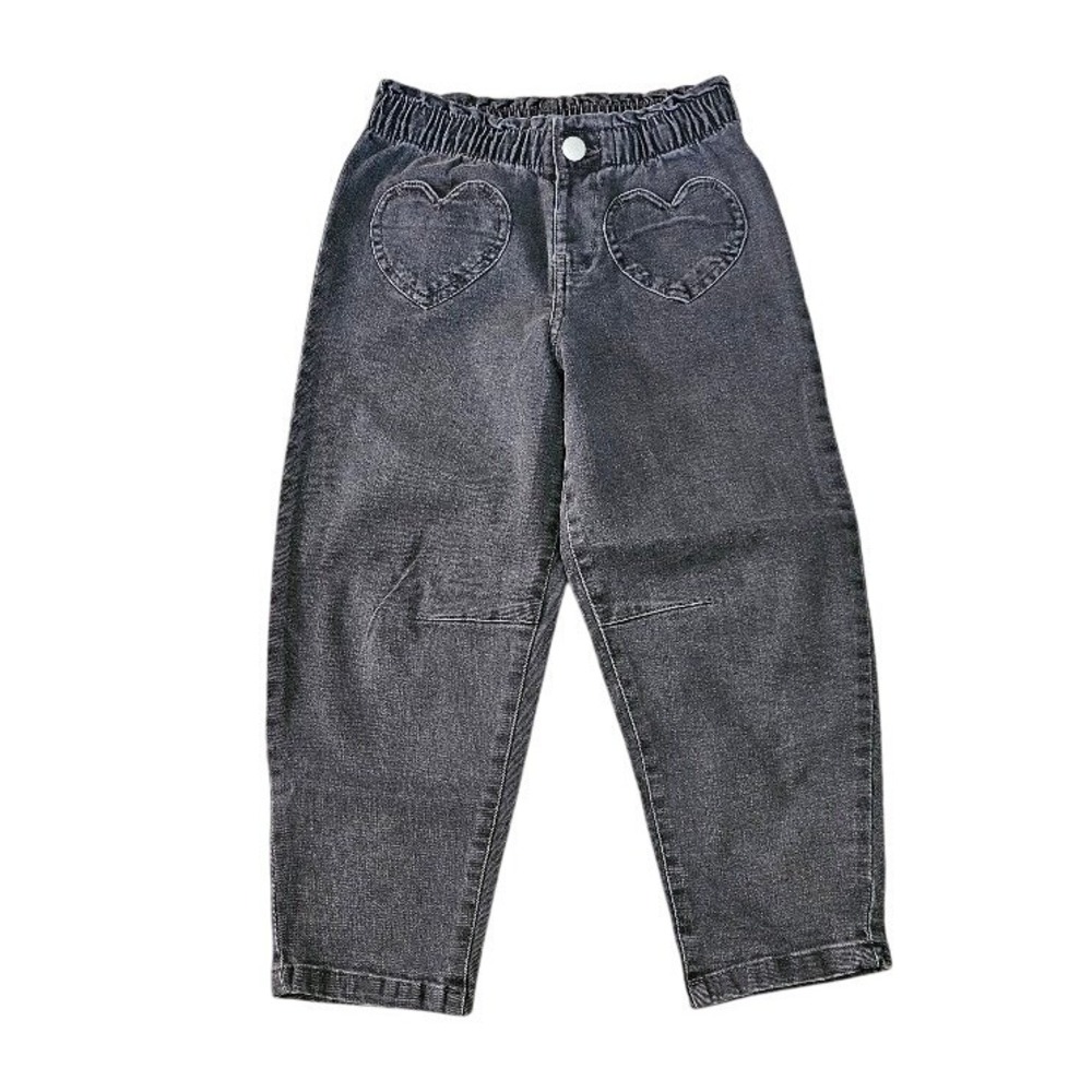 Carters Toddler Girls Heart Pocket Denim Jeans Gray Paperbag Waist 5T